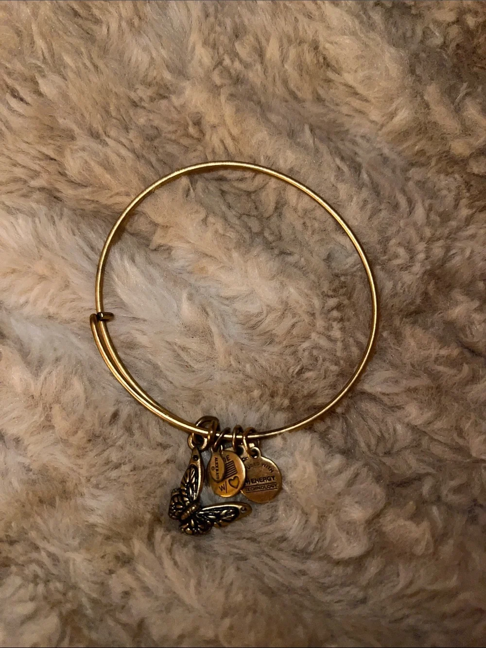 Alex + Ani Gold Tone Butterfly Charm Bangle Bracelet - Picture 1 of 3